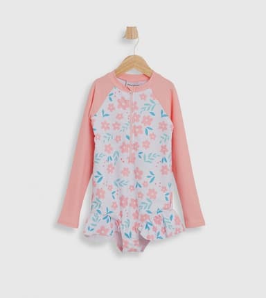Floral Raglan Sleeves Legged Swimsuit thumbnail 1