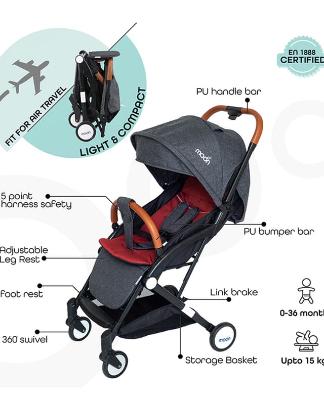 Moon Ritzi - Cabin Stroller - Black/Red thumbnail 2