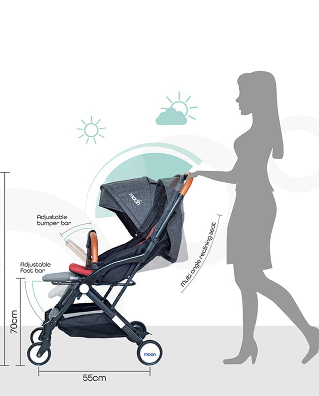 Moon Ritzi - Cabin Stroller - Black/Red thumbnail 4