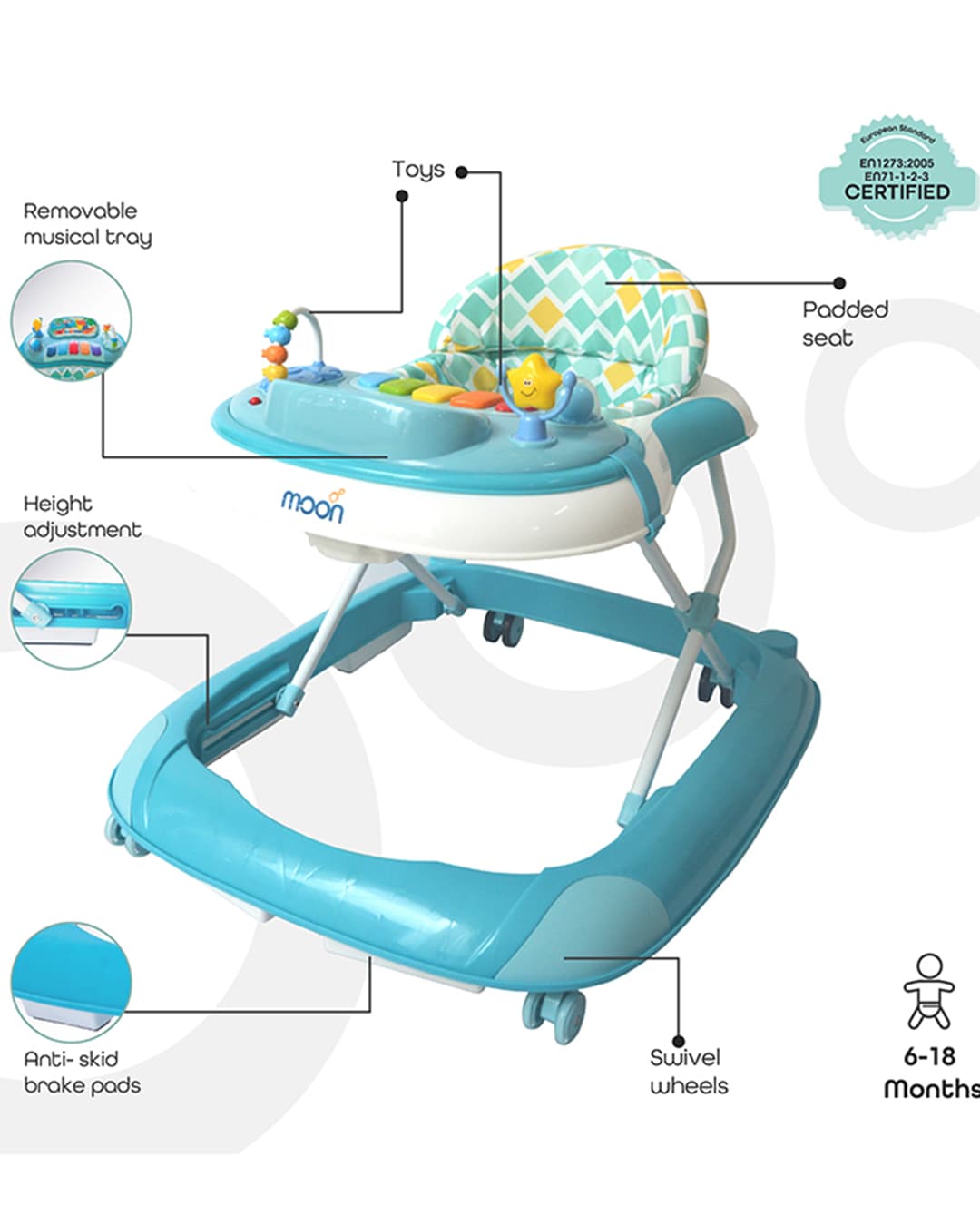 Moon Muv - Walker - Blue Dino - Multicolor