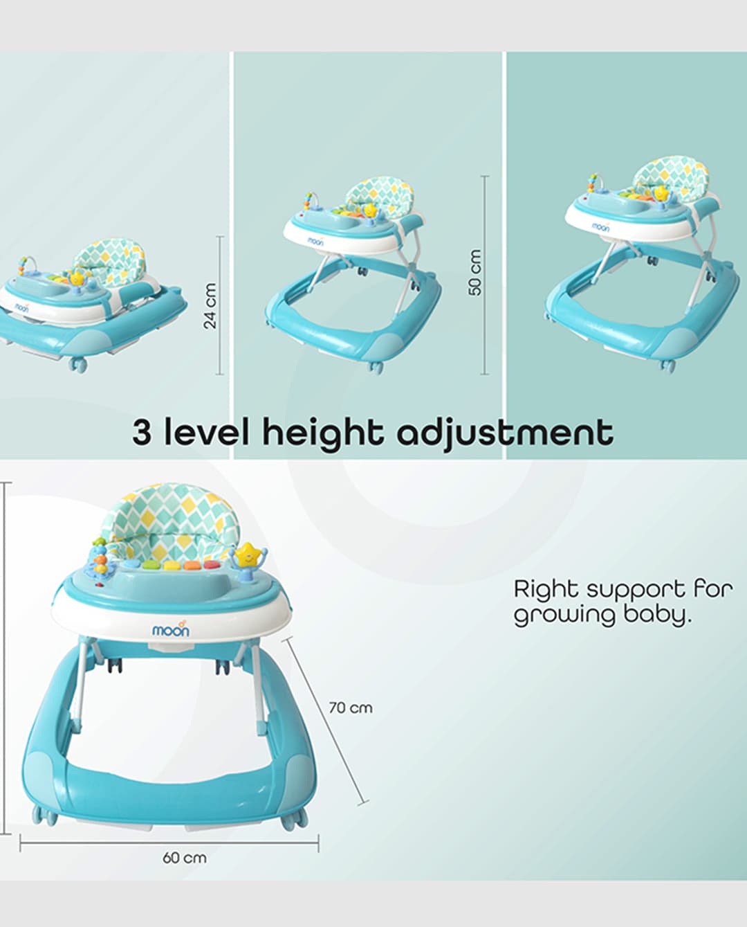 Moon Muv - Walker - Blue Dino - Multicolor