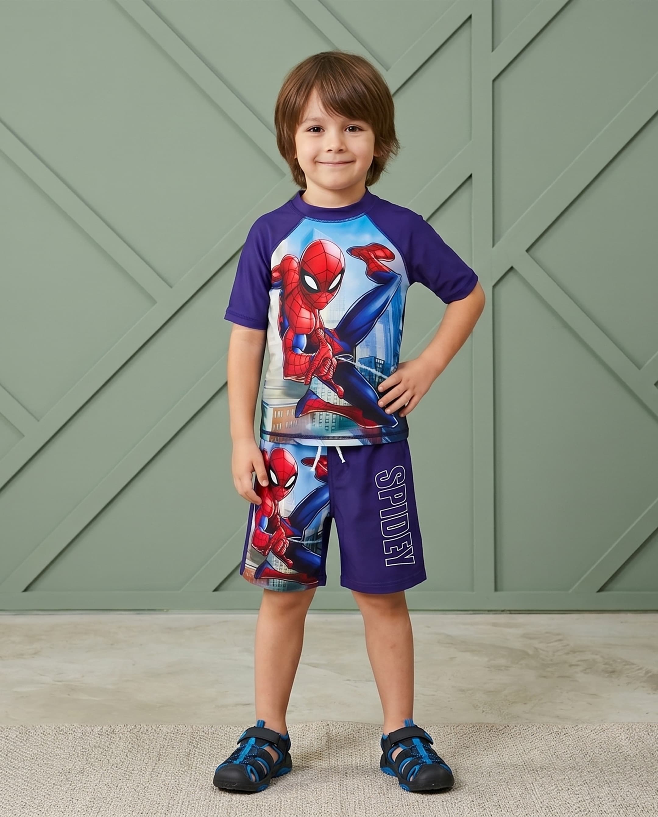 Spider Man Short Sleeve Swim Set