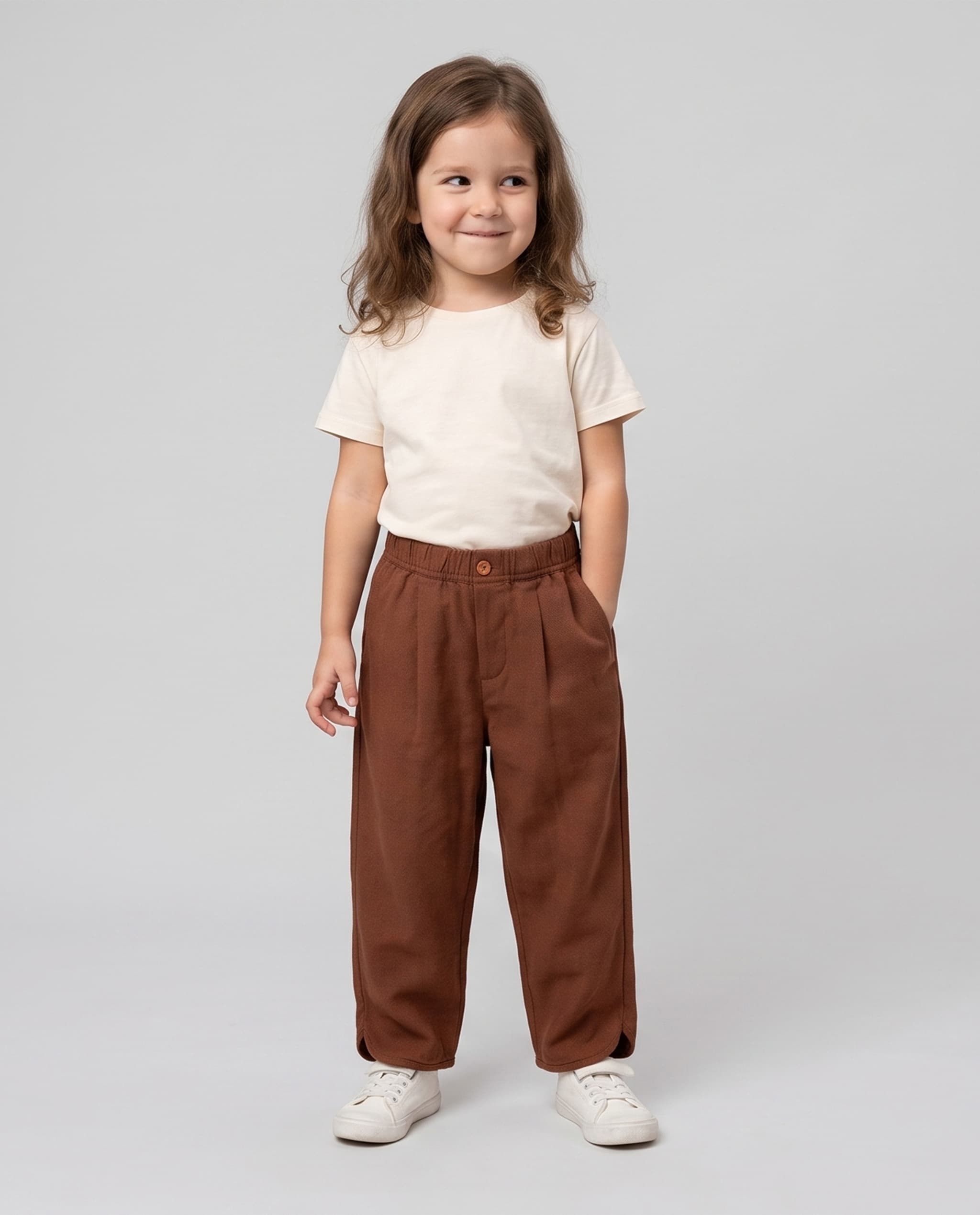 Solid Straight Fit Pleated Trousers