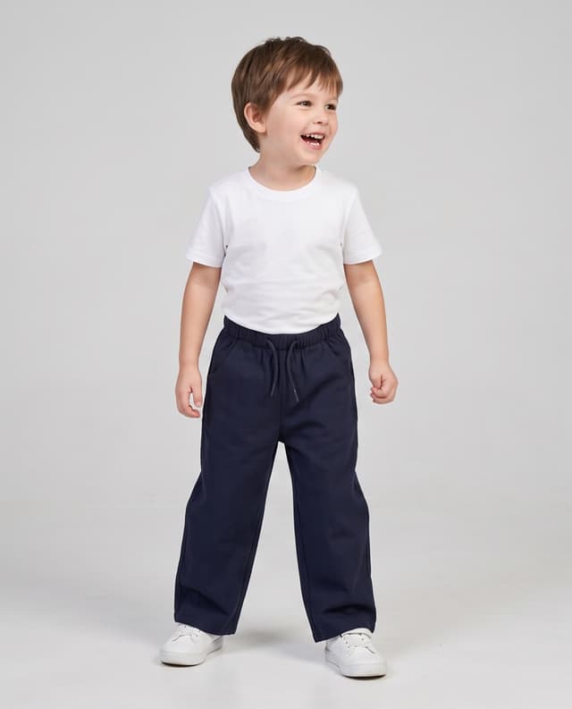 Solid Drawstring Straight Fit Trousers thumbnail 1