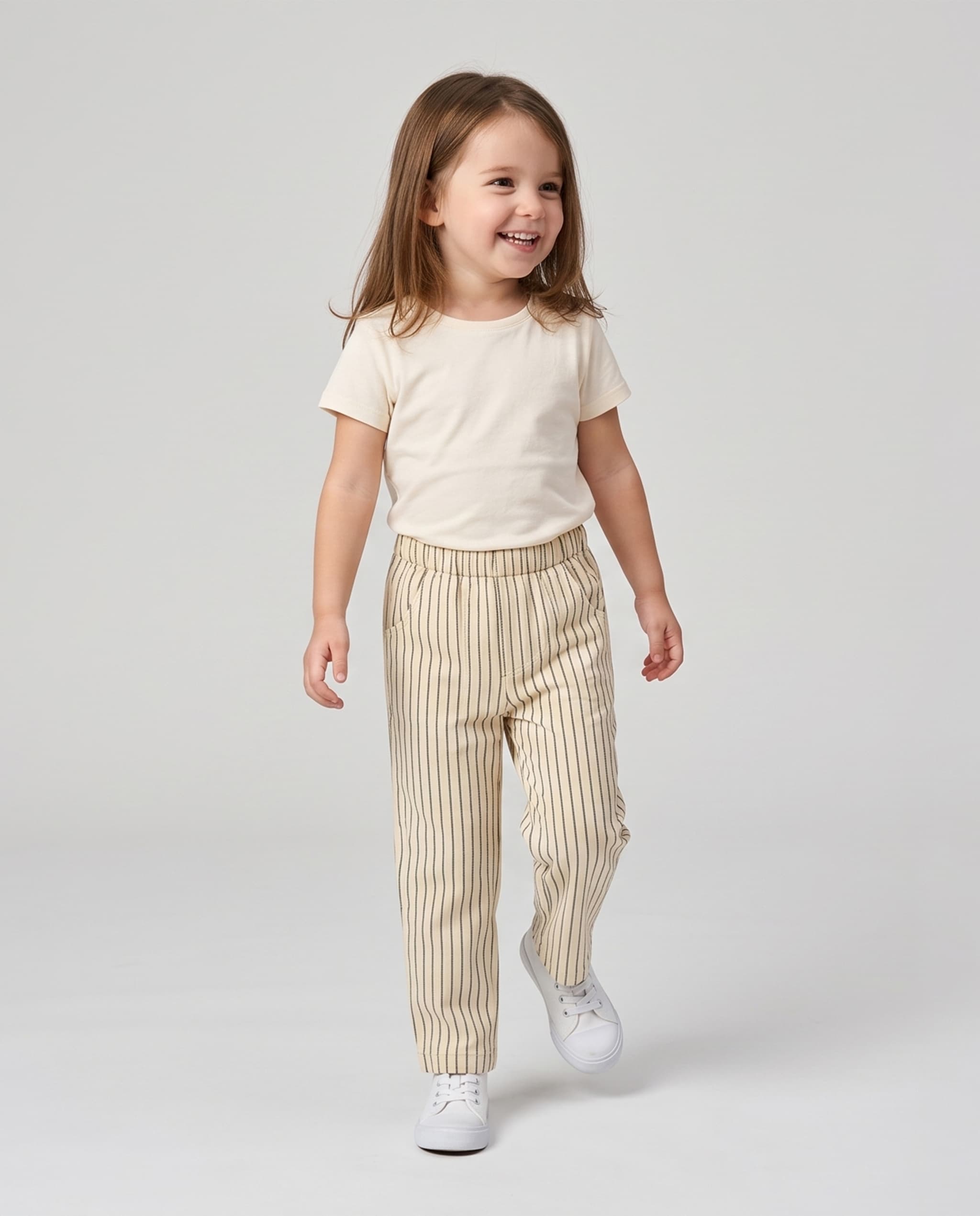 Striped Elastic Waist Trousers