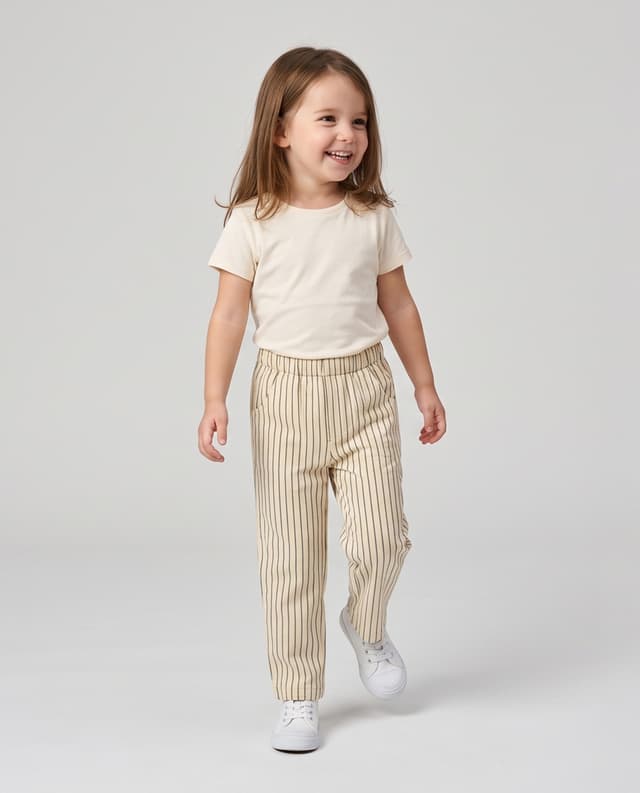Striped Elastic Waist Trousers thumbnail 1