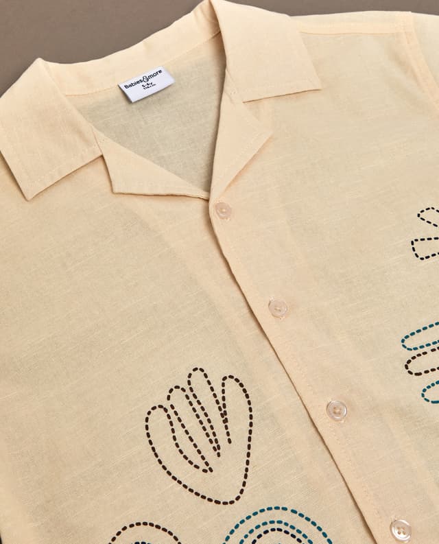 Embroidered Revere Collar Short Sleeves Shirt thumbnail 5