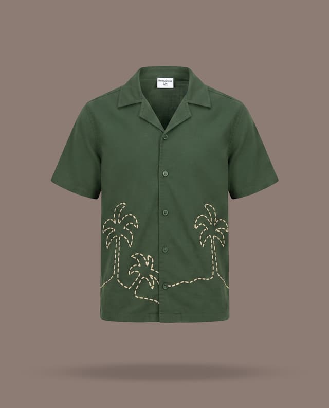Embroidered Revere Collar Short Sleeve Shirt thumbnail 3