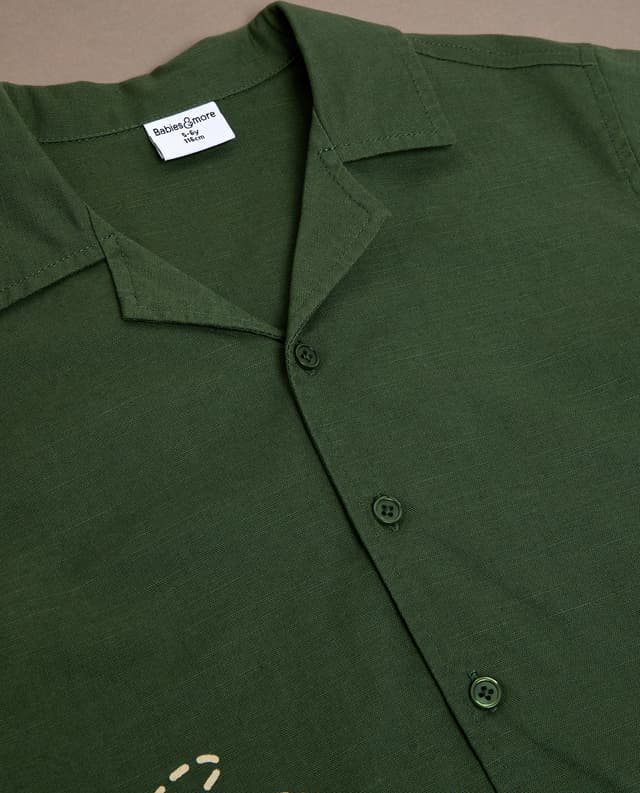 Embroidered Revere Collar Short Sleeve Shirt thumbnail 5
