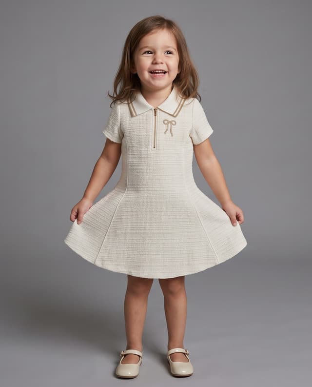 Textured Collared Fit and Flare Mini Dress thumbnail 1