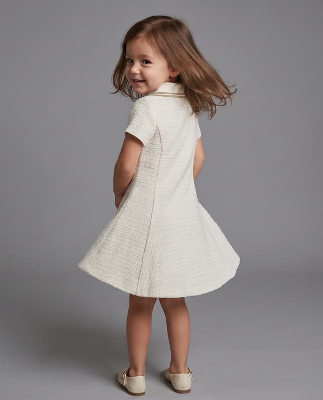 Textured Collared Fit and Flare Mini Dress thumbnail 2