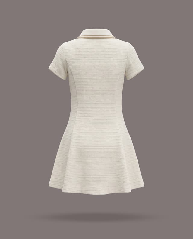 Textured Collared Fit and Flare Mini Dress thumbnail 4