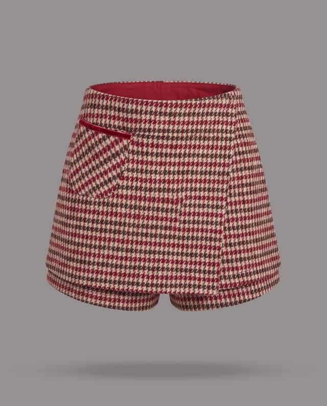 Houndstooth A-Line Skirt with Zipper Closure thumbnail 3