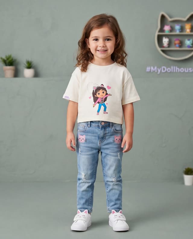 Gabby's Dollhouse Print T-Shirt with Crew Neck and Short Sleeves thumbnail 1
