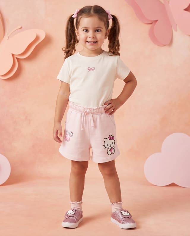 Hello Kitty Print Regular Fit Shorts with Drawstring Waist thumbnail 1