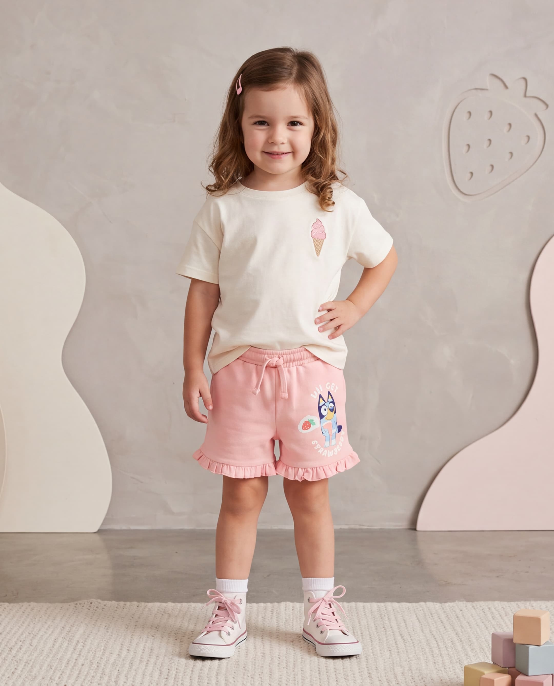 Babies & More Bluey Graphic Frill Hem Shorts