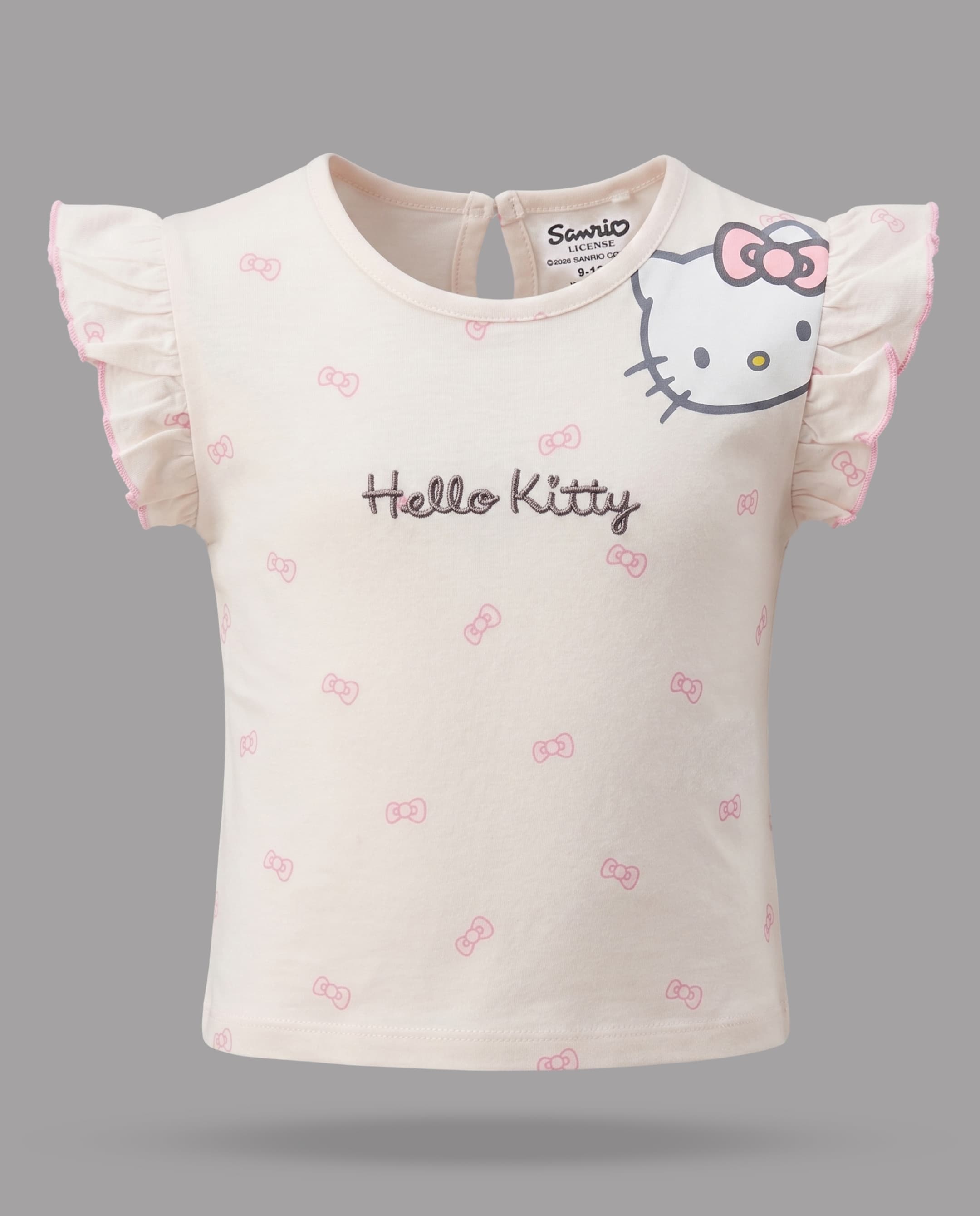 Babies & More Hello Kitty Embroidered Flutter Sleeve Top