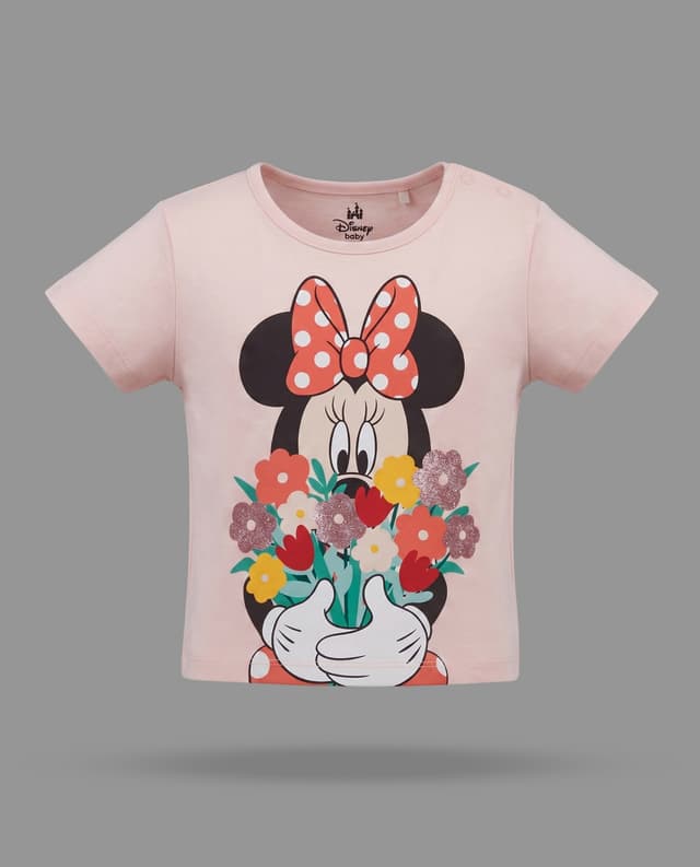 Minnie Mouse Print T-Shirt with Crew Neck and Short Sleeves thumbnail 3