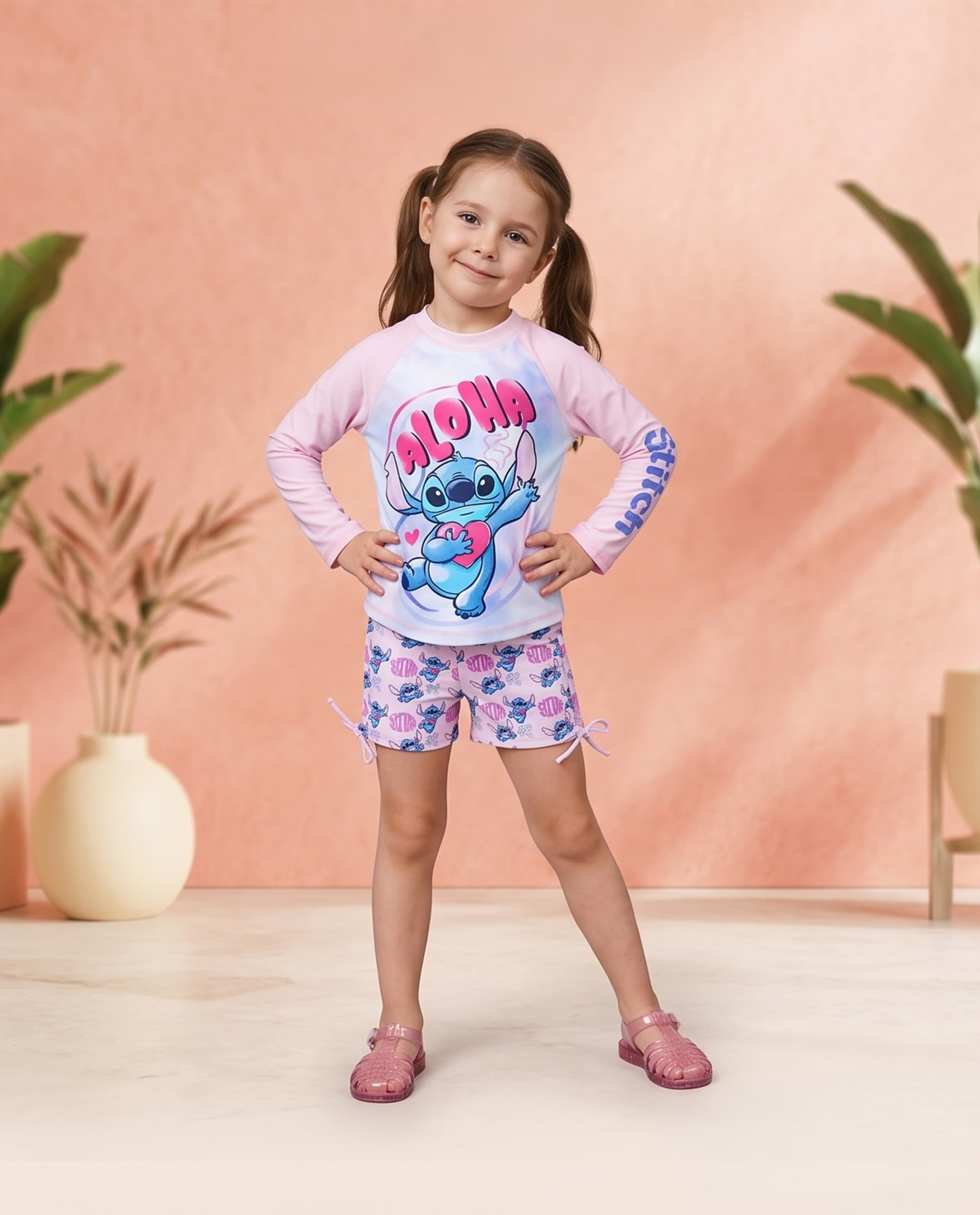 Poly Spandex Girls Long Sleeve Swim Set