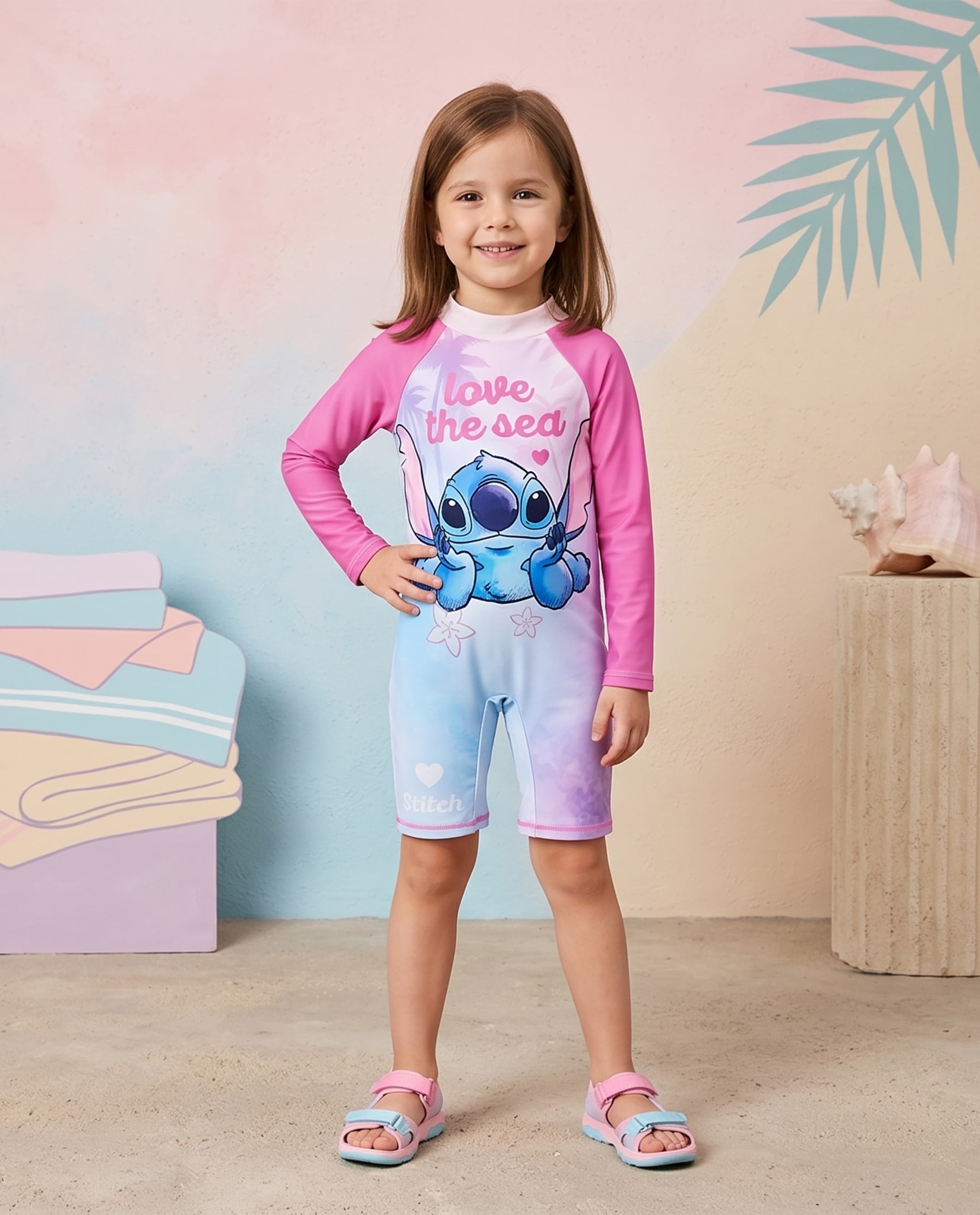 Stitch Long Sleeves Legged Swimsuit