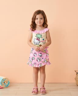 Poly Spandex Girls Sleeveless Swim Set