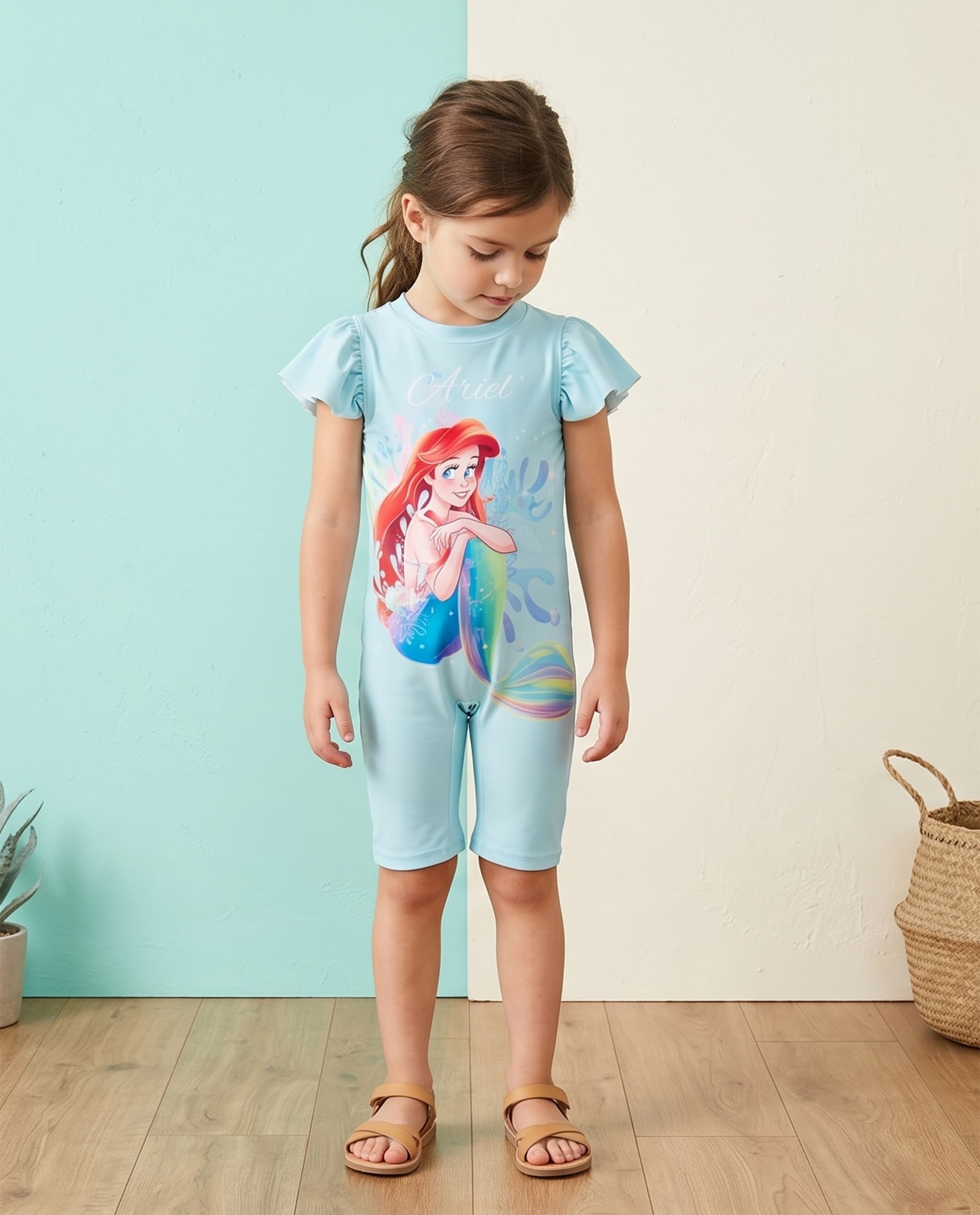 Little Mermaid Short Sleeve Legged Swimsuit