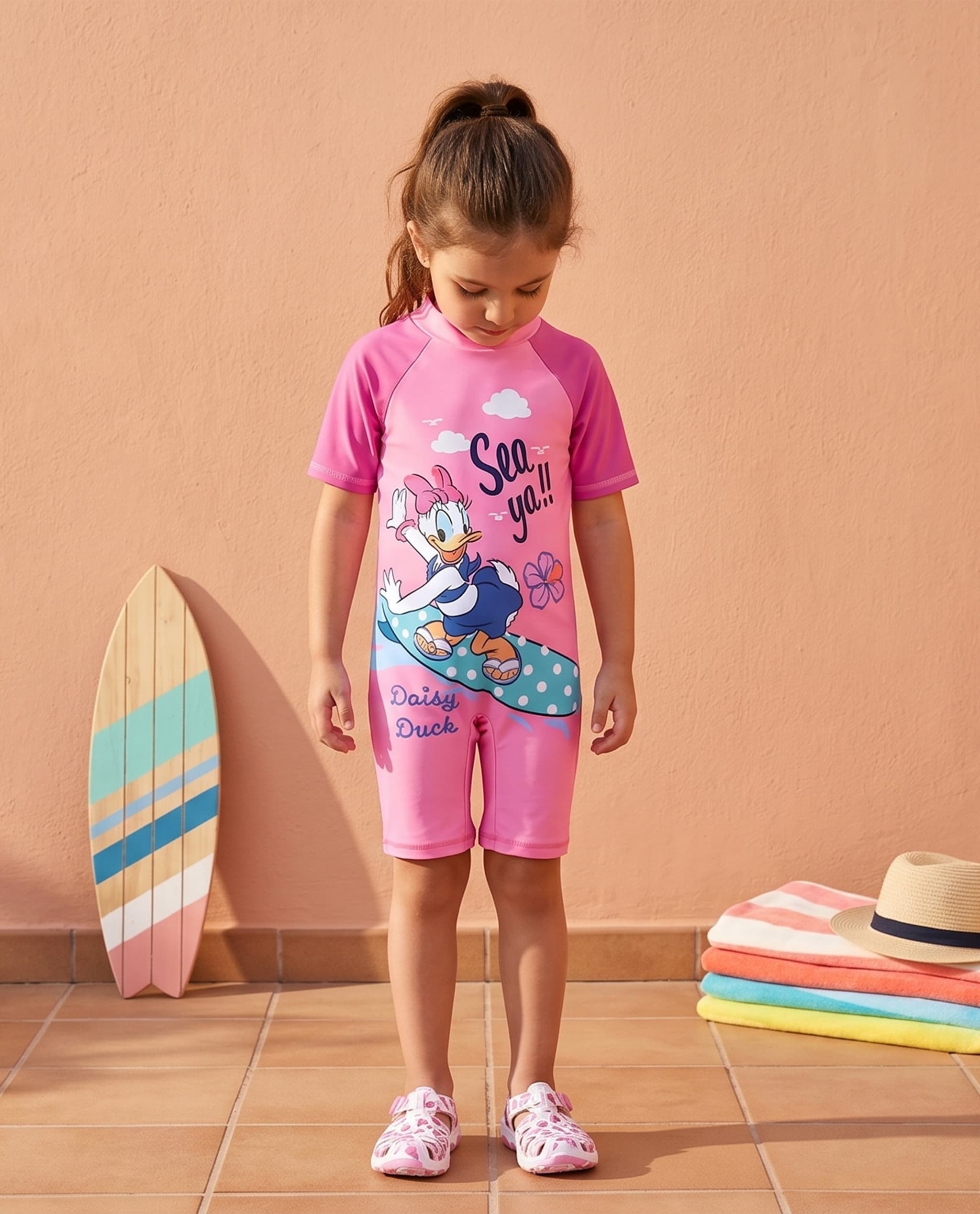 Daisy Duck Short Sleeve Legged Swimsuit
