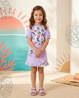 Poly Spandex Girls Short Sleeve Swim Set