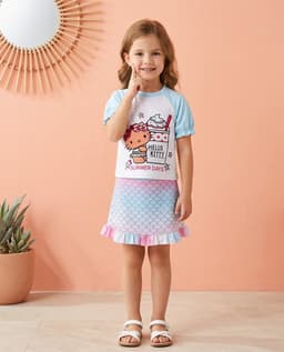 Poly Spandex Girls Short Sleeve Swim Set