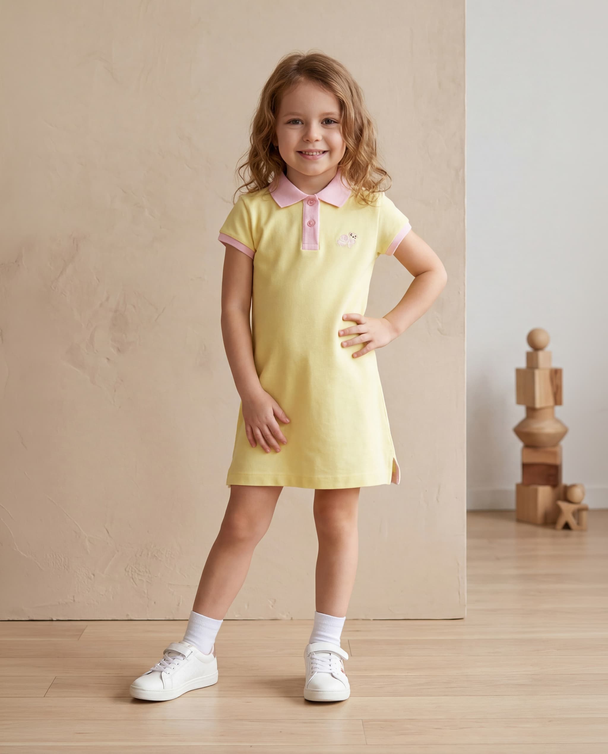 Embroidery Detail Pique Polo Dress