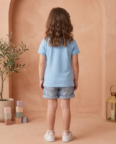 Girls Solid Strech Pique Polo thumbnail 2