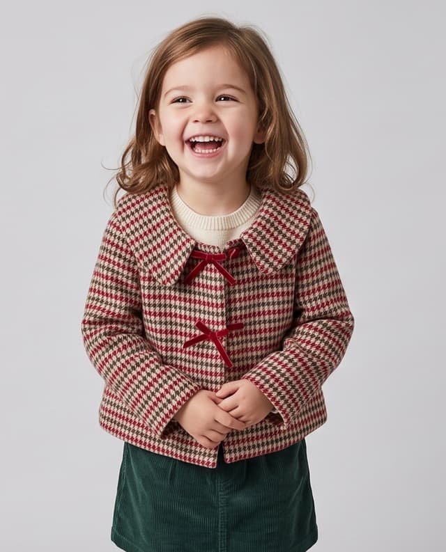 Houndstooth Bow Detail Long Sleeves Jacket thumbnail 1