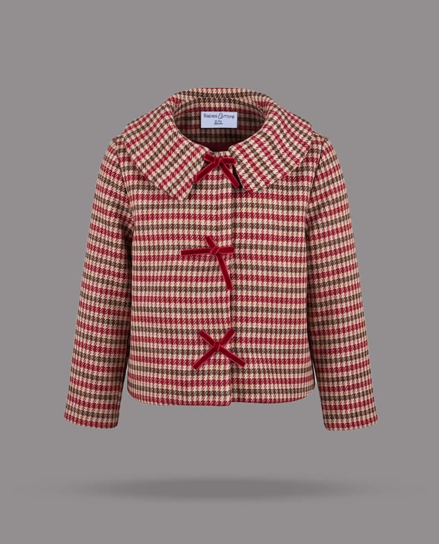 Houndstooth Bow Detail Long Sleeves Jacket thumbnail 3