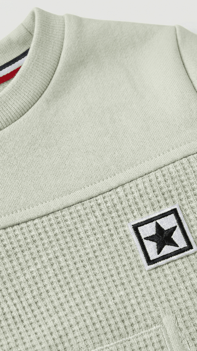 SOLID Cotton Textured Crew Neck Sweatshirt thumbnail 1