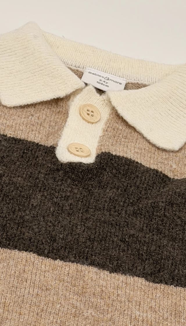Casual 95% Polyester 5% Elastane Striped Collar Sweater thumbnail 3
