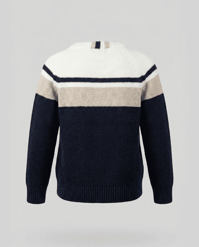 SOLID 79% Cotton 21% Wool Striped Crew Neck Sweater thumbnail 2