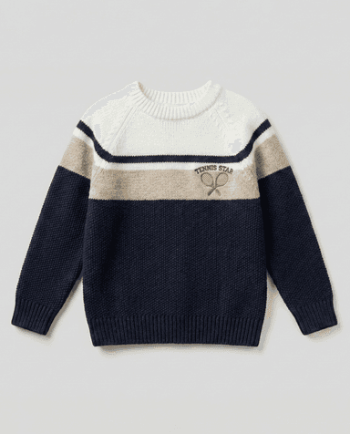 Babies and More Long Sleeves Sweater - Beige, Navy thumbnail 4