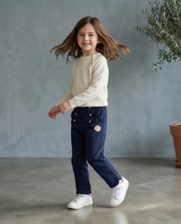 Button Detail Elastic Waist Trousers