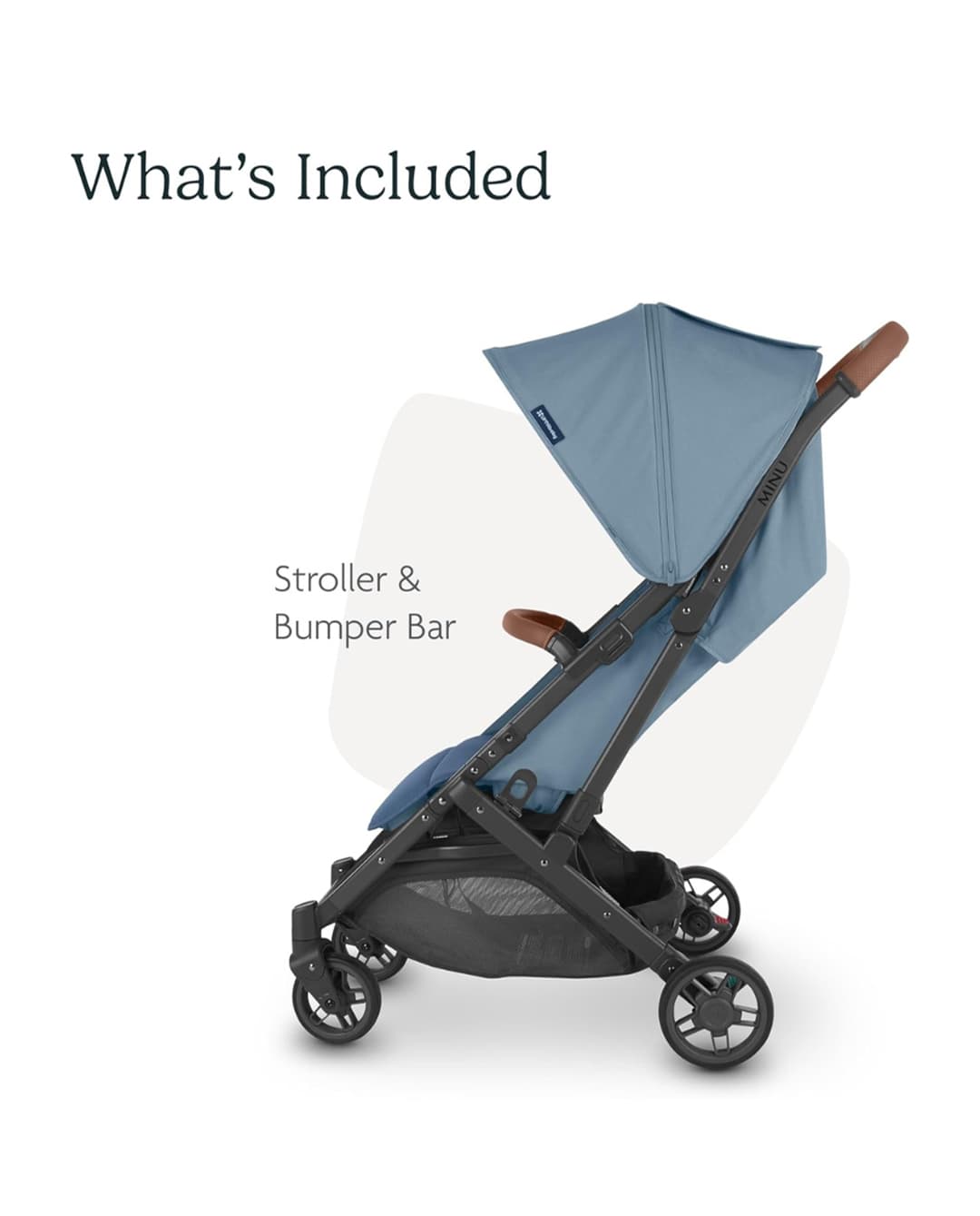 Babies & more UPPAbaby Minu V2 Stroller - Lightweight Compact Stroller for Travel - Charlotte - Coastal Blue M©lange with Carbon Frame and Saddle Leather - Multicolor