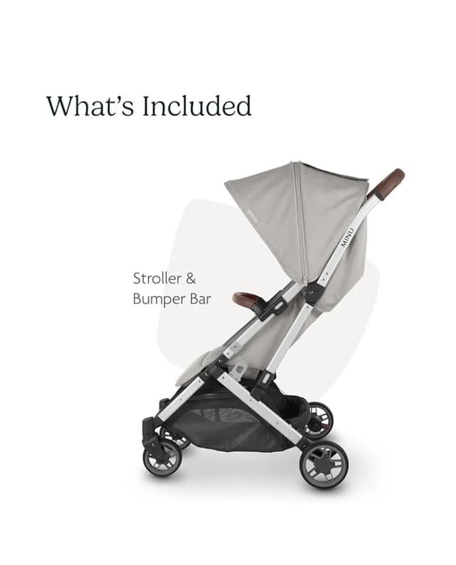 Babies & more UPPAbaby Minu V2 Stroller - Lightweight Compact Stroller for Travel- Grey Melange - Charcoal with Silver Frame and Chestnut Leather - Multicolor thumbnail 2