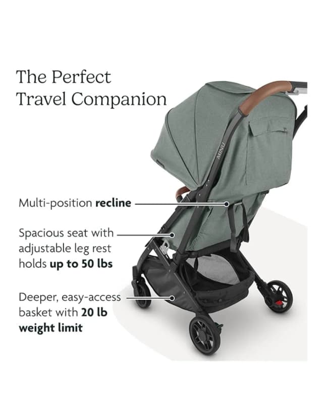 Babies & more UPPAbaby Minu V2 Stroller - Lightweight Compact Stroller for Travel- Grey Melange - Charcoal with Silver Frame and Chestnut Leather - Multicolor thumbnail 3