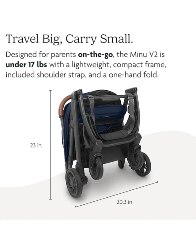 Babies & more UPPAbaby Minu V2 Stroller - Lightweight Compact Stroller for Travel- Grey Melange - Charcoal with Silver Frame and Chestnut Leather - Multicolor thumbnail 4