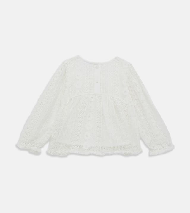 Lace Top with Crew Neck and Long Sleeves thumbnail 2