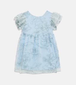 Embroidered Flutter Sleeves Dress